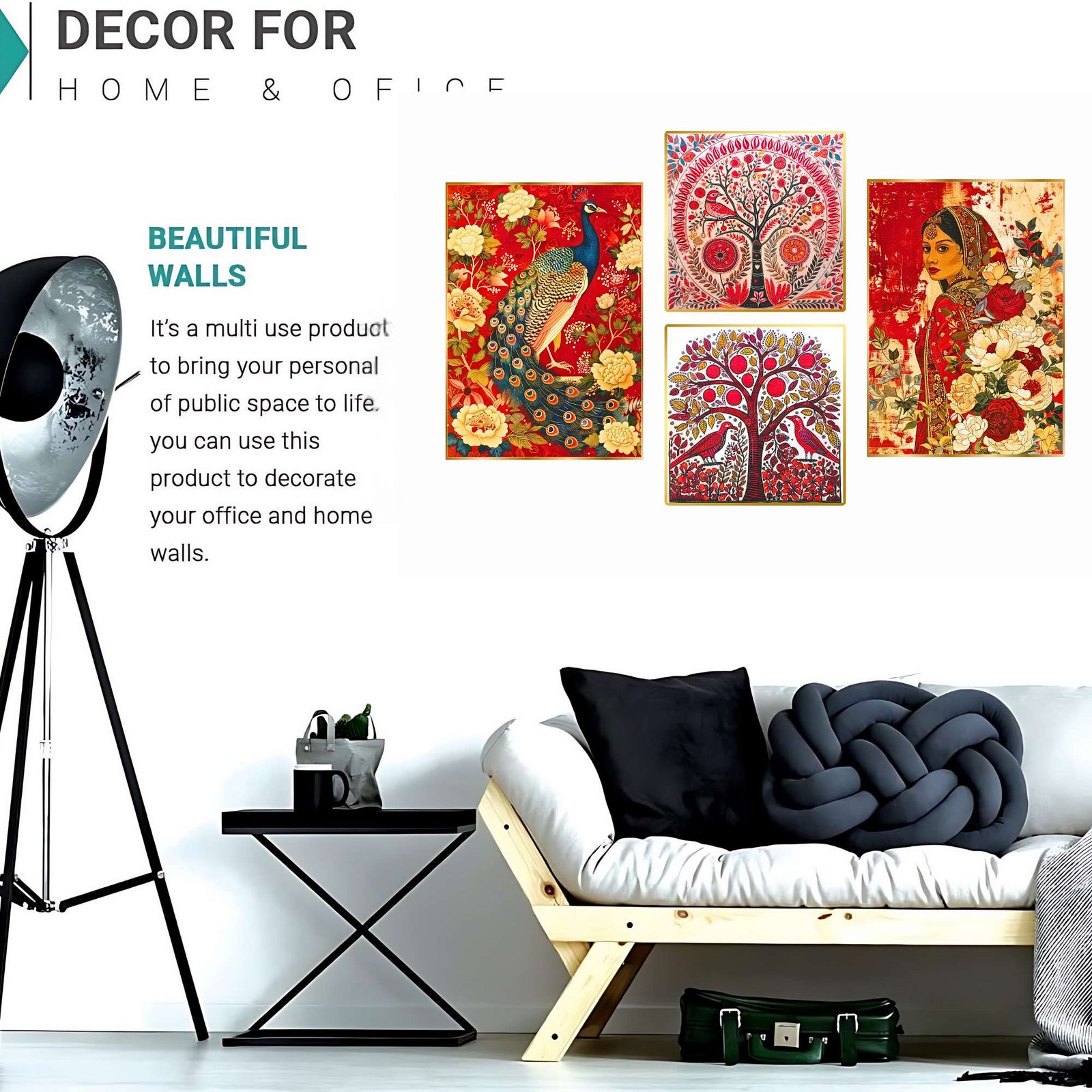 Set of Four Wall Paintings for Wall Dacoration Golden Framed Wall Paintings for Living Room & Bedroom Wall Art for Home Decoration & Office Wall Dรฉcor (13x10 inch CH-GD4-10) - Image 2