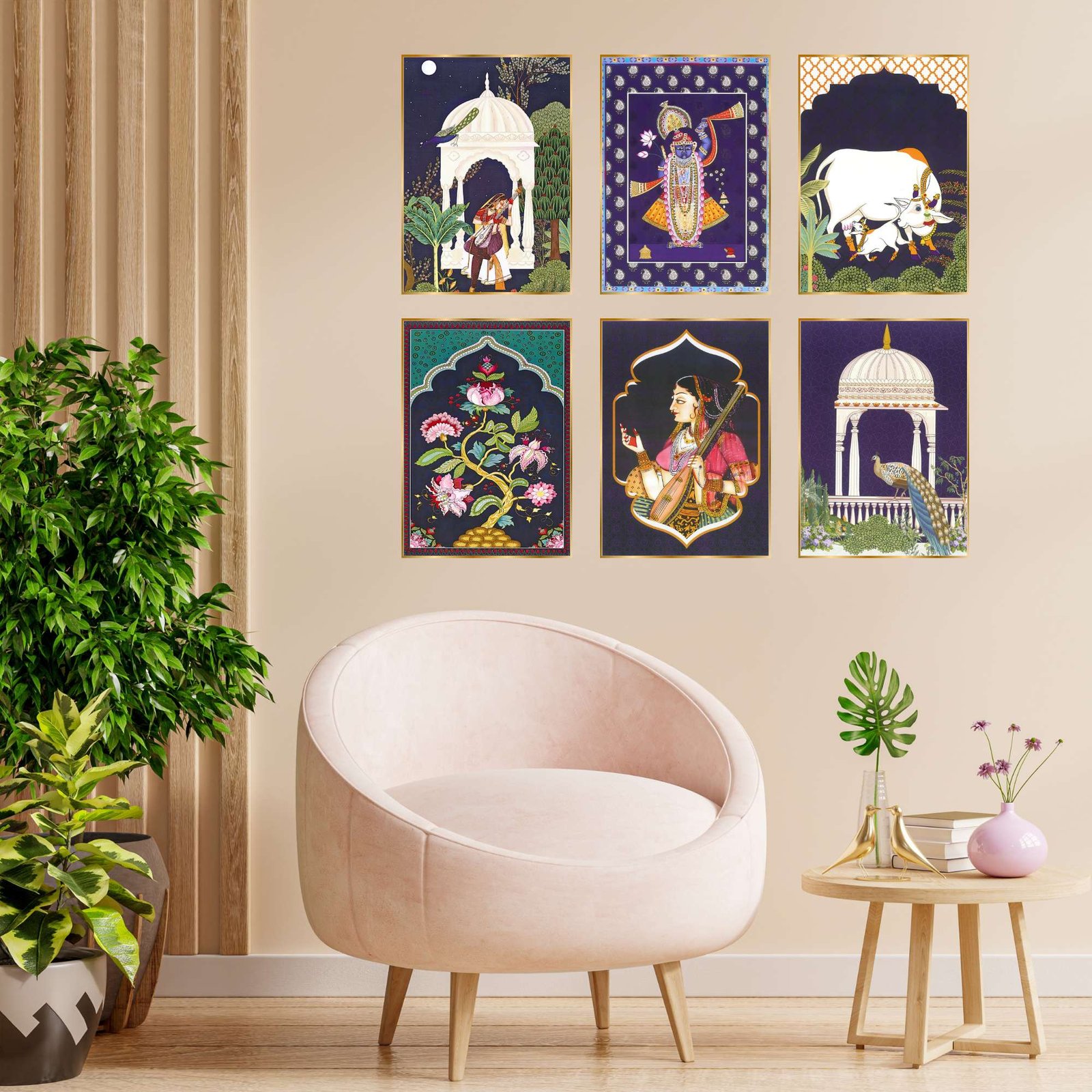 Set of Six Wall Paintings for Wall Dacoration Golden Framed Wall Paintings for Living Room & Bedroom Wall Art for Home Decoration & Office Wall Dรฉcor (17x13 inch CH-GD6-3) - Image 3