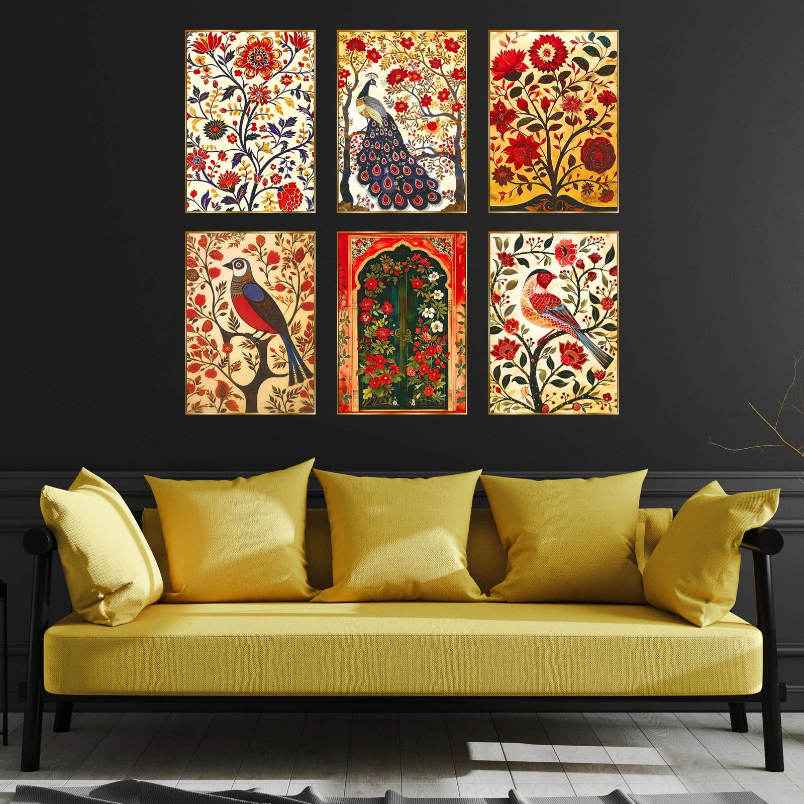 Set of Six Wall Paintings for Wall Dacoration Golden Framed Wall Paintings for Living Room & Bedroom Wall Art for Home Decoration & Office Wall Dรฉcor (17x13 inch CH-GD6-9) - Image 2